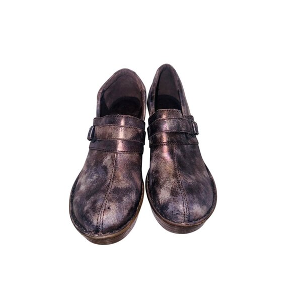 Born Brown Distressed Leather Heeled Clogs 7.5 Comfort Slip-On Steampunk Cottage - Picture 8 of 11